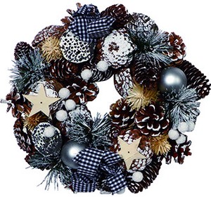 【予約商品】【2022クリスマス】彩か｜Saika　クリスマスリース　Gingham Check Snowy Wreath S