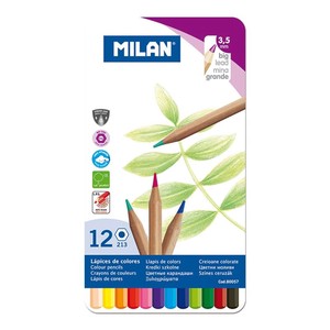 MILAN 【缶ケース】太芯色鉛筆 12本セット（スペイン・輸入・文房具・文具）