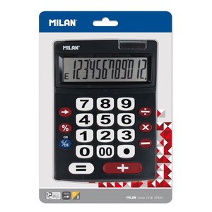 【人気】MILAN 12桁 電卓　ビッグキー  151712BL（スペイン・輸入・文房具）