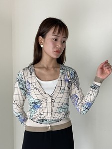 Map Print Knitted Cardigan