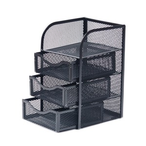 Metal Mesh Table-top Storage Attached Multiple Functions Storage Box 3 Steps Storage