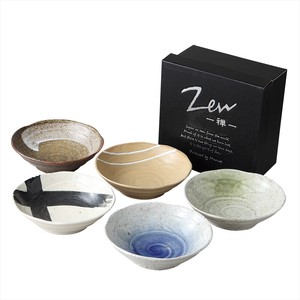 Mino Ware Pottery Gift Folk Craft Five Colors bowl Set Fancy Box
