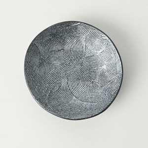 銀彩 波彫5寸皿 取皿 波佐見焼 手仕事 日本製