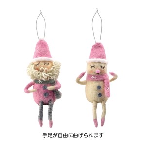 Reservations Orders Items 10 Wool Felt Ornament Santa Snowman Pink 2