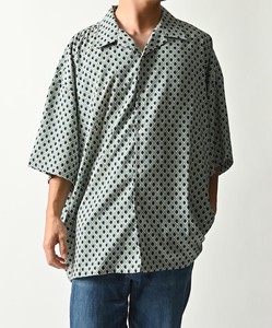 【2022春夏新作】レトロシェイプ柄半袖オープンカラービッグシャツ