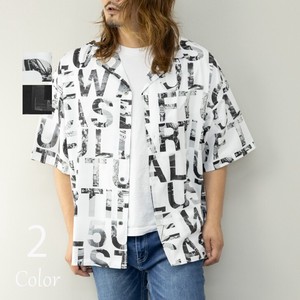 シャツ メンズ 開襟 総柄プリント ビッグシルエット 柄シャツ ビッグシャツ オープンカラーシャツ