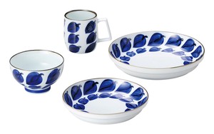 Hasami ware Main Plate Porcelain Blue Leaf Made in Japan