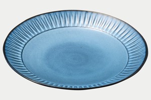 BLUE彫　9寸皿【日本製　波佐見焼　電子レンジ・食洗機使用可能〇】