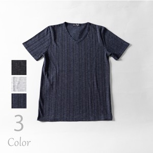 Tシャツ メンズ 半袖 Vネック ランダムテレコ スリム 杢 半袖Tシャツ カットソー トップス インナー