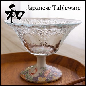 High Ground Glass Dessert bowl Yuzen Question Matching