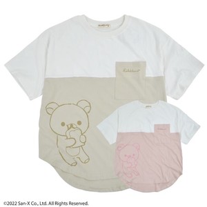 Rilakkuma Two Tone T-shirt San-x Pocket Embroidery Print