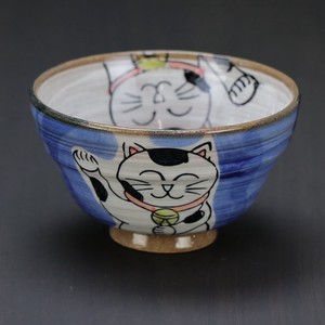 Mino Ware Hand-Painted Brush Painting Rice Bowl