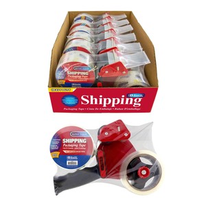 パッキングテープディスペンサー　テープカッター　スーパークリアテープ2巻付　アメリカン雑貨