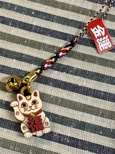 Phone Strap Beckoning Cat Small Economic Fortune Made in Japan