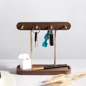 Wooden Brass Holder Stand Jewelry Jewelry Storage Tray Accessory Case Wrist Watch Storage
