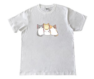 【 プリントTシャツ 】　"ねこよん"　ホワイト　半袖 Tシャツ キッズ メンズ レディース