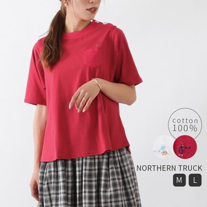 Pocket T-shirt Ladies Short Sleeve Cotton Cotton Linen 24 9