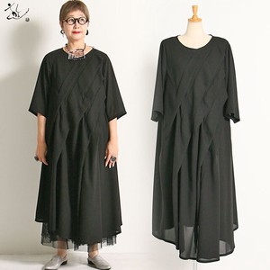 Casual Dress black Formal One-piece Dress Georgette Made in Japan