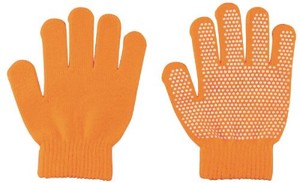 カラーのびのび手袋 すべり止め付 蛍光オレンジ 14928