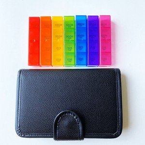 Leather Bag Attached Pill Case Case Supplement Case 1 One Day 4 Portable Pill Case Carry