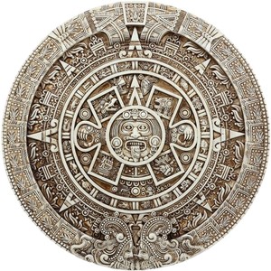 アステカ 太陽暦 シウポワリ トナル　ポワリ壁掛けカレンダー彫刻 直径 約27cm メソアメリカ壁彫刻（輸入品