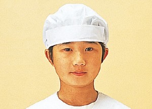 ツバ付給食帽 （白）KI-363【衛生帽子・学校給食・配膳】