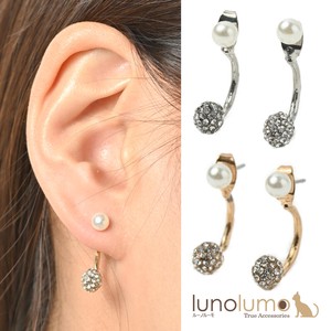 Pierced Earringss Pearl sliver Sparkle Rhinestone Ladies'