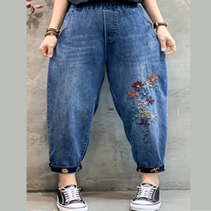 Full-Length Pant Denim Embroidered Denim Pants