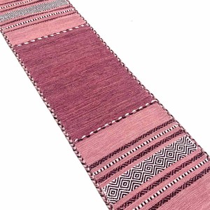 手織り　キリム　ラグ　コットン　ピンク　ロング　マット　洗濯可　インド製【ML004】