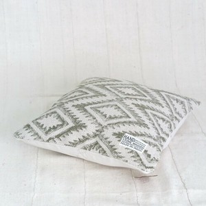 【お買得品】ブロックプリント　ストーンウォッシュクッションカバー