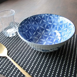 Romantic Edo Checkered Heavy Use Donburi Bowl Made in Japan Mino Ware ancient kilns