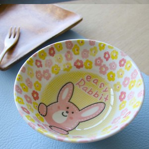 Happy Friends Rabbit Heavy Use Donburi Bowl Made in Japan Mino Ware ancient kilns