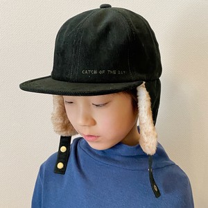 【2025秋冬】コーデュロイ ファー 刺繍 フラップキャップ 防寒 帽子 キッズ