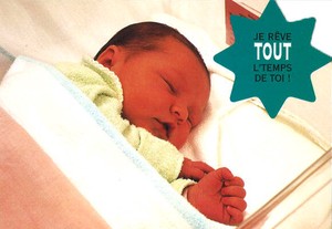 ポストカード カラー写真 ダイカットタイプ 定形外 睡眠中の赤ちゃん