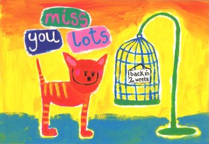 ポストカード イラスト デイビット・ワトビッツ「あなたが恋しい」猫