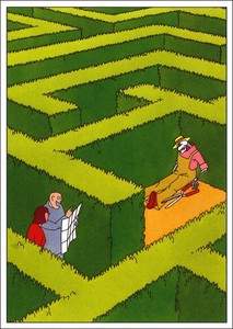 ポストカード イラスト バルタック「植木の迷路」 コミカル