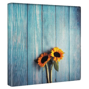 【アートデリ】花のアートパネル インテリア雑貨 ひまわり ブルー poht-2205-03 30cm×30cm Mサイズ