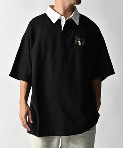 【2022春夏新作】ワンポイント刺繍オーバーサイズ半袖ラガーシャツ