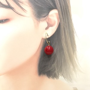 Pierced Earringss Red White