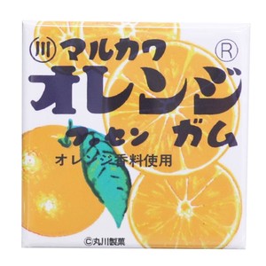 【缶バッジ】昭和レトロ駄菓子 40mm四角カンバッジ オレンジフーセンガム