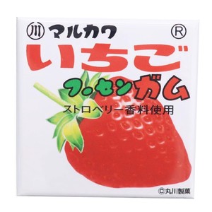 【缶バッジ】昭和レトロ駄菓子 40mm四角カンバッジ いちごフーセンガム
