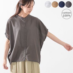Band Color Shirt Blouse Shirt Band Color Short Sleeve Cotton 100% India Plain Dot 8 11