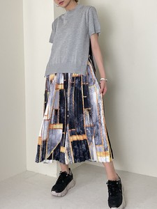 Knitted Layard Geometry Pleats Skirt One-piece Dress