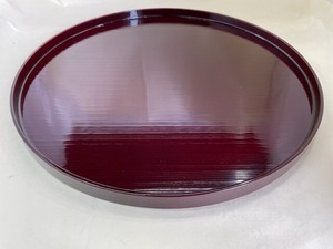 R47-14  国産木製漆塗　溜　丸盆　　Japanese Wooden Lacquered Tame Round Tray