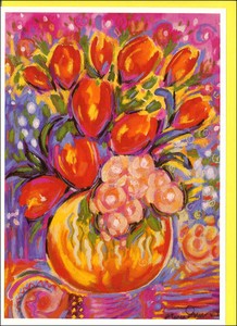 Greeting Card Flower Tulips Message Card