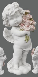 【インテリア】【ガーデニング】花束を抱える天使　0540643