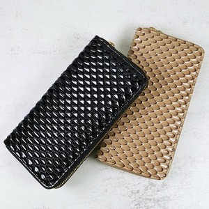 【ラウンドファスナー長財布】スネークスケール調型押しPU財布