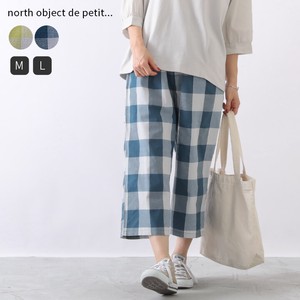 Checkered Pants wide pants Pants Block Check Cropped Ankle 2348
