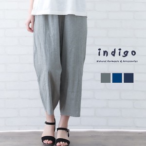 Cotton Plain Pants Elastic Waist Ladies 40 50 indigo Indigo