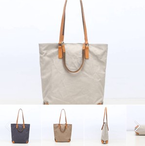 3 Colors Canvas Leather A4 2-Way Shoulder Tote Bag Ladies 8 13 9003
